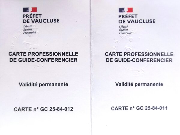 Numéros des cartes professionnelles de guides-conférenciers